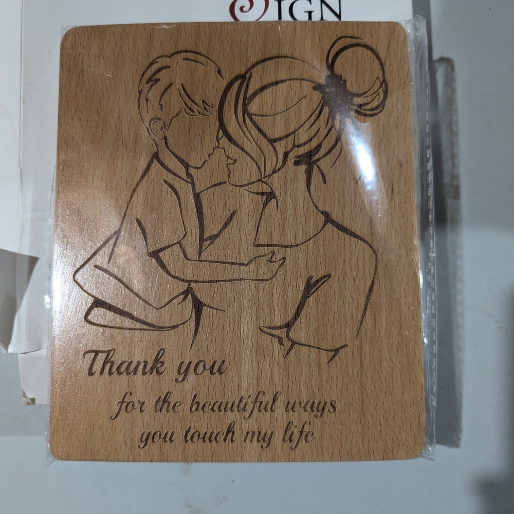 New Wooden Engraved Plaque with Mother and Son